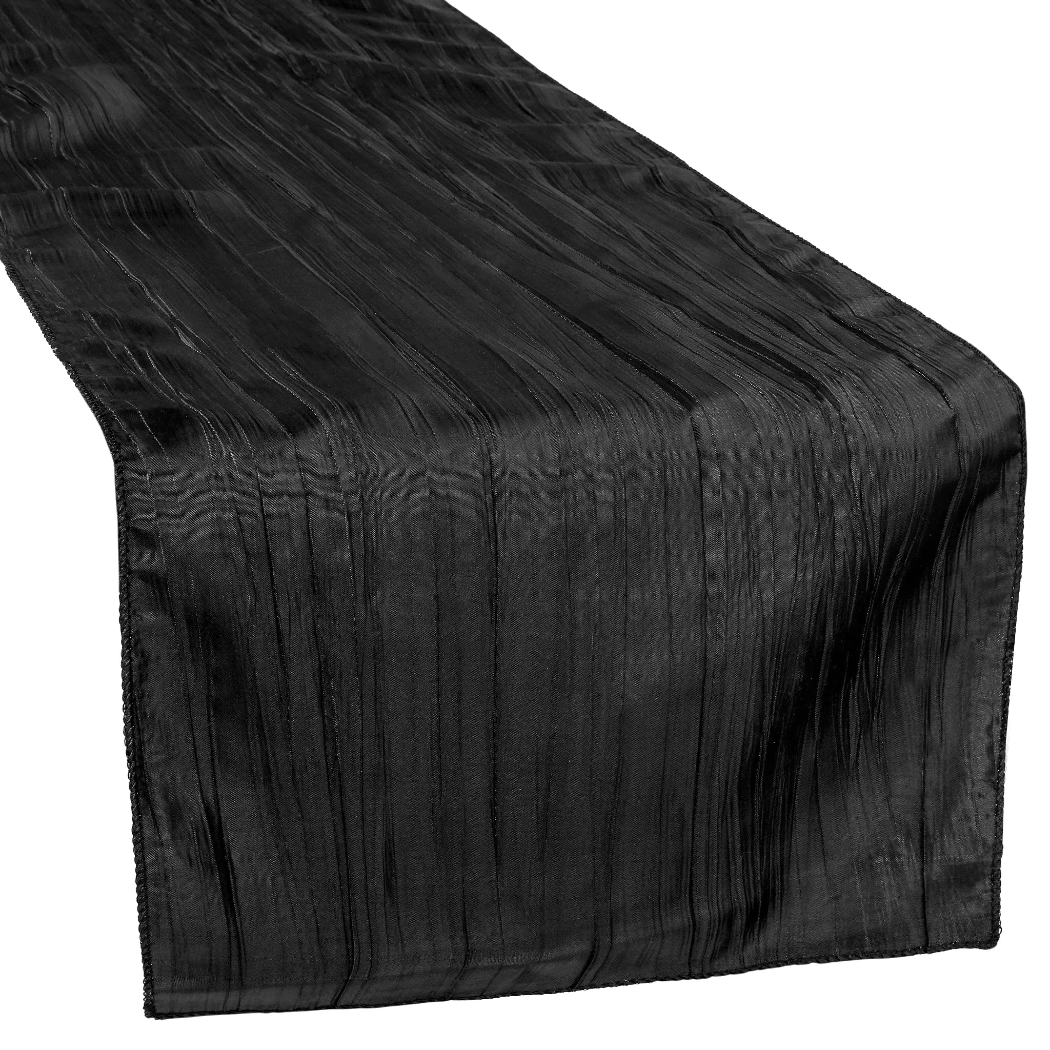 Accordion Crinkle Taffeta Table Runner - Black