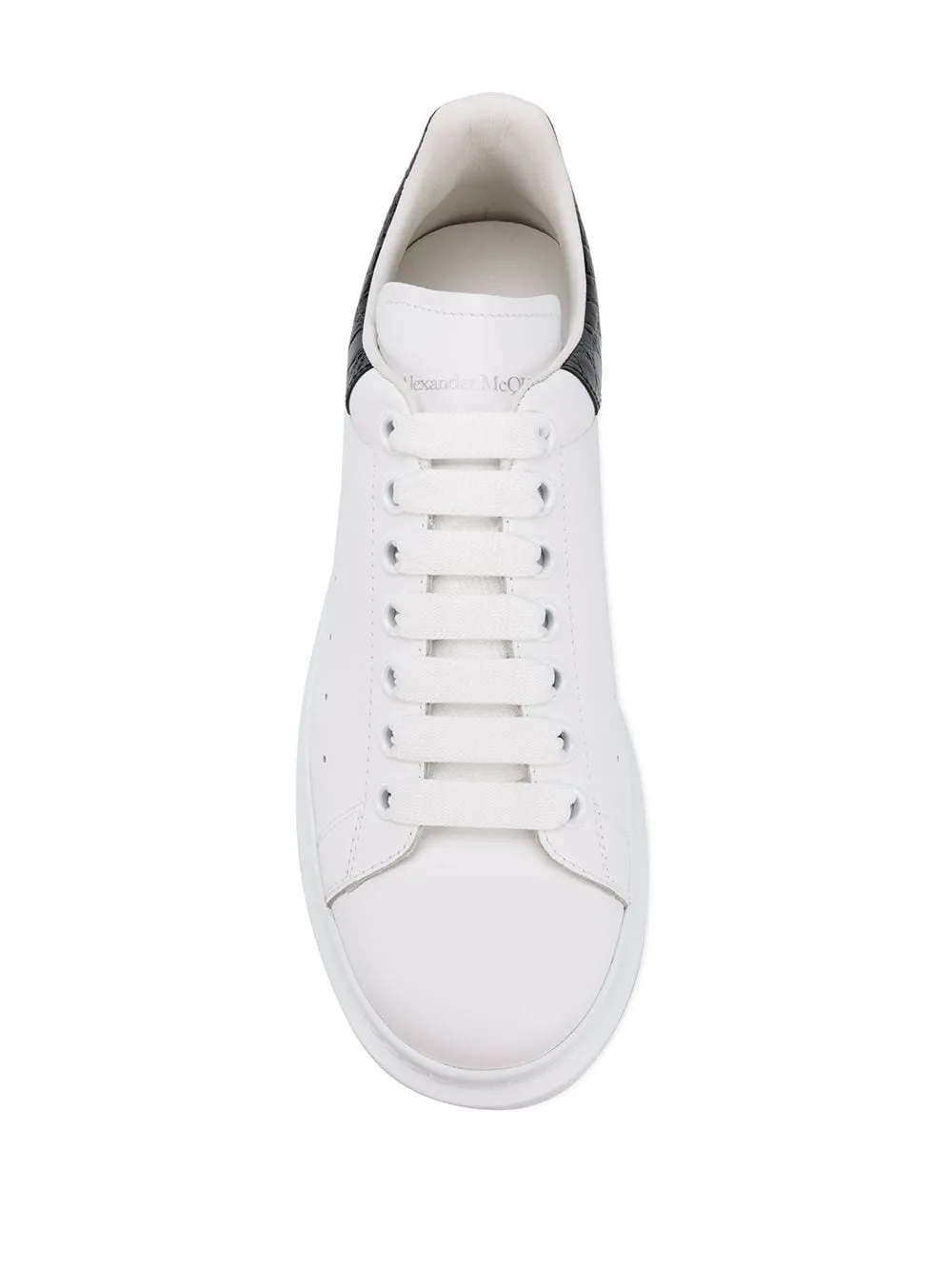 Alexander McQueen Oversized Sole Croc Leather Sneakers White