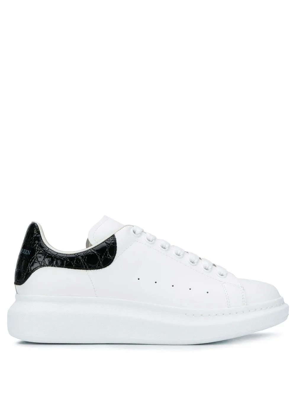 Alexander McQueen Oversized Sole Croc Leather Sneakers White