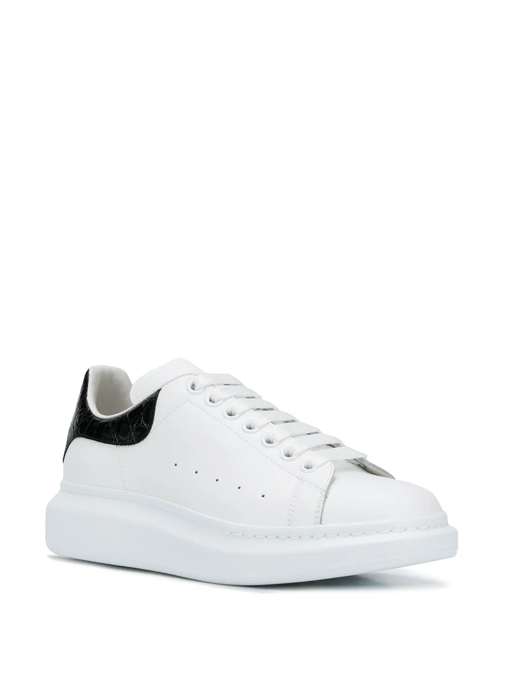 Alexander McQueen Oversized Sole Croc Leather Sneakers White