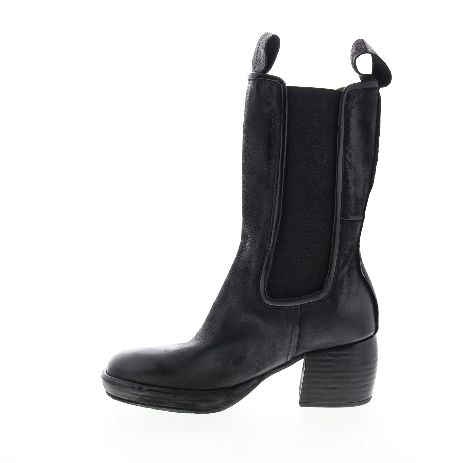 A.S. 98 Collins A57202-301 Womens Black Leather Slip On Casual Dress Boots