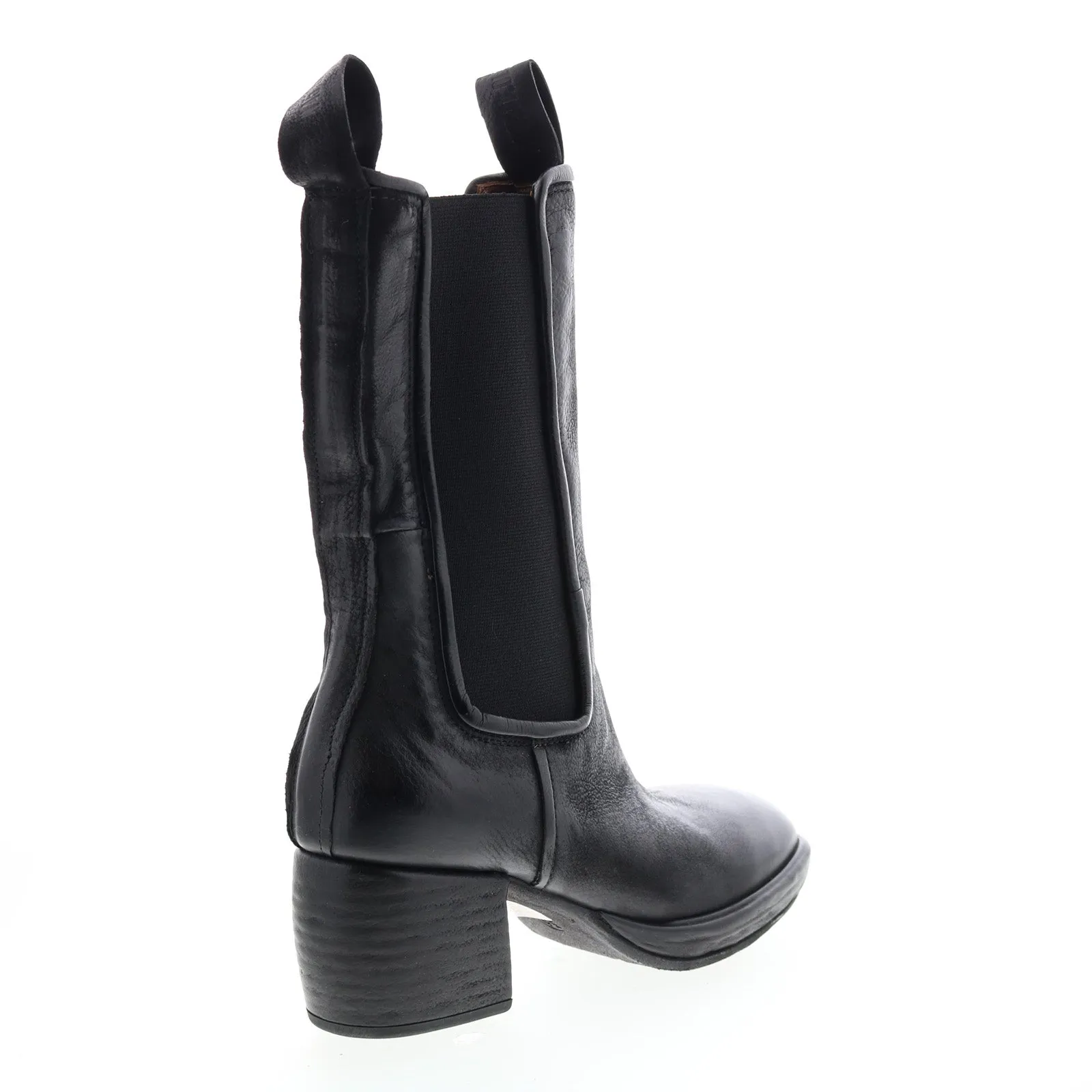 A.S. 98 Collins A57202-301 Womens Black Leather Slip On Casual Dress Boots