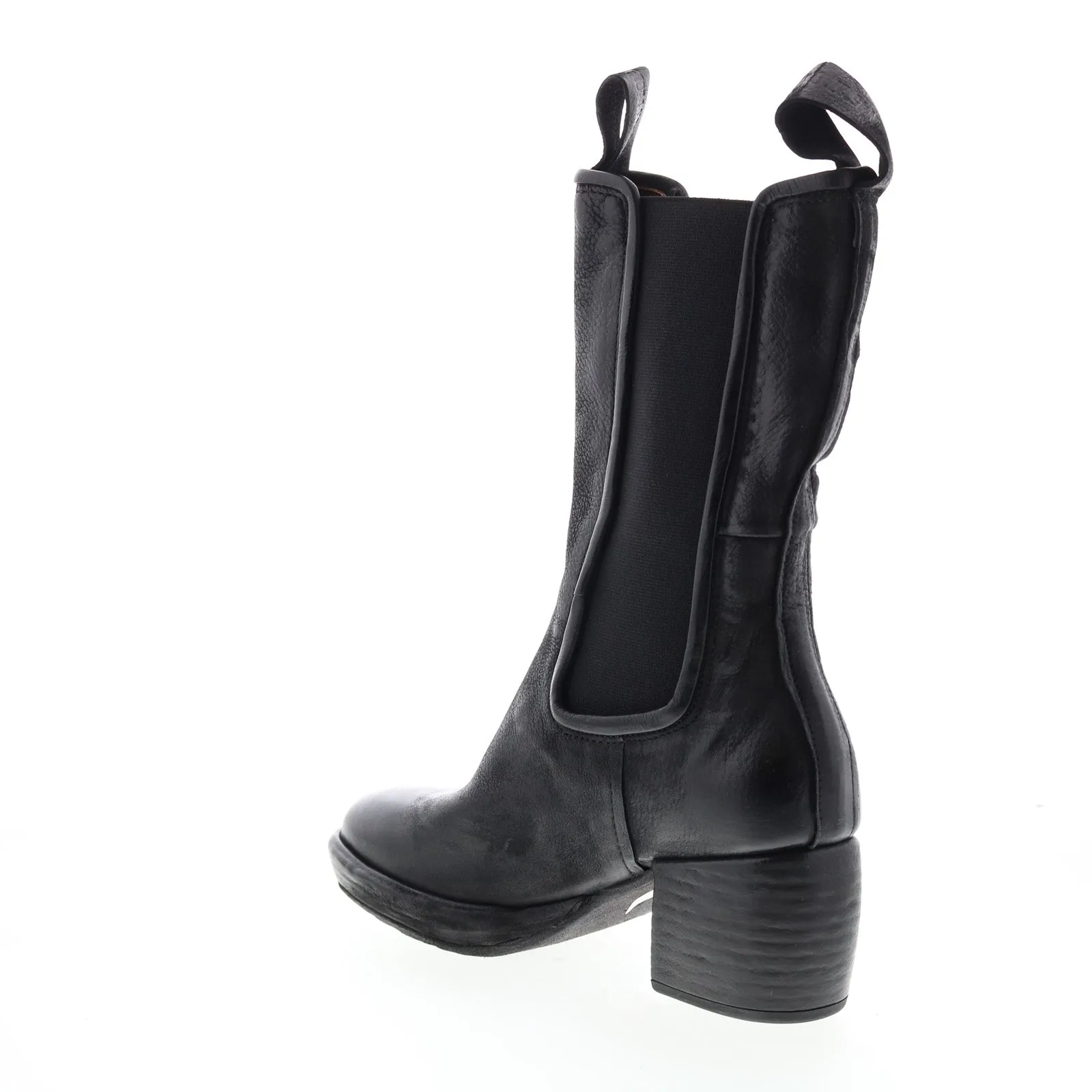 A.S. 98 Collins A57202-301 Womens Black Leather Slip On Casual Dress Boots