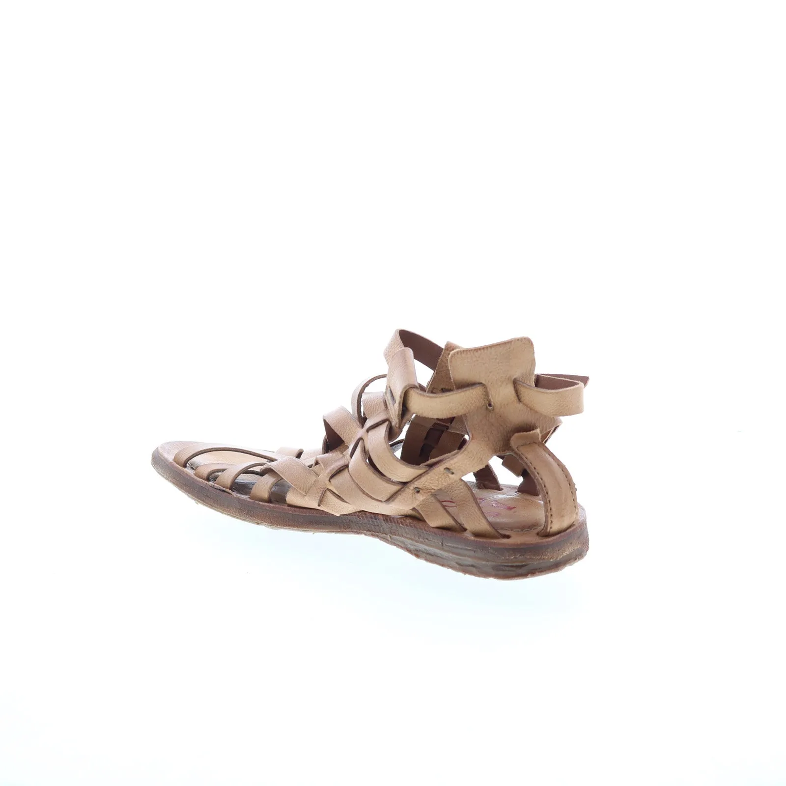 A.S. 98 Ralston Womens Brown Leather Hook & Loop Strap Sandals Shoes