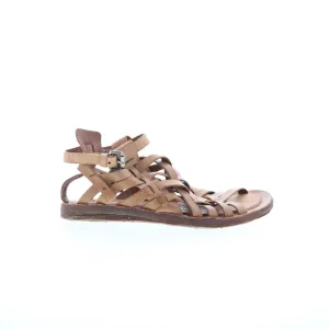 A.S. 98 Ralston Womens Brown Leather Hook & Loop Strap Sandals Shoes