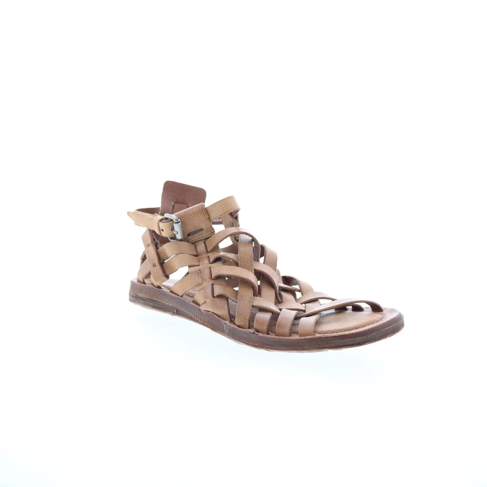 A.S. 98 Ralston Womens Brown Leather Hook & Loop Strap Sandals Shoes