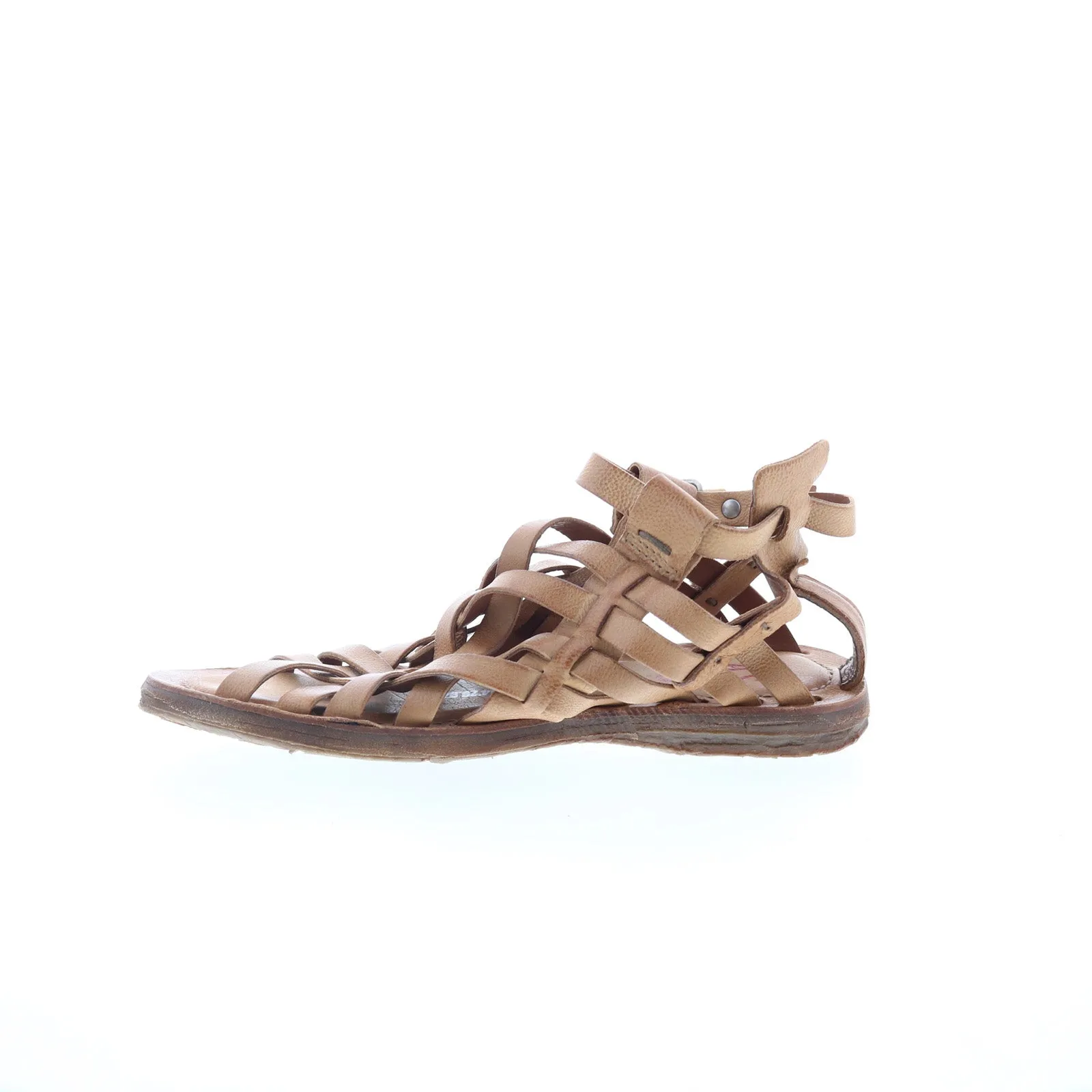 A.S. 98 Ralston Womens Brown Leather Hook & Loop Strap Sandals Shoes