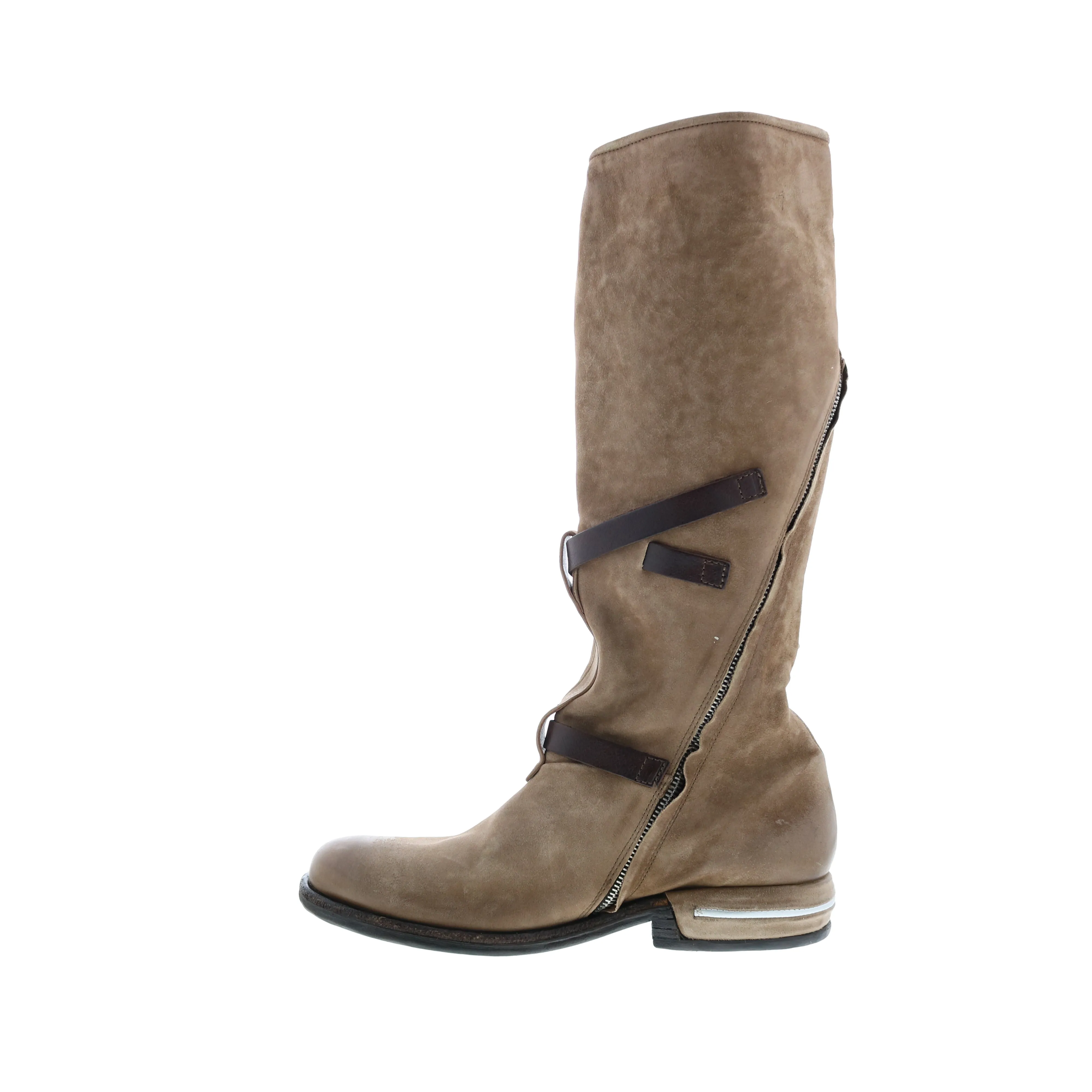 A.S. 98 Trigg 516323-201 Womens Brown Leather Hook & Loop Knee High Boots