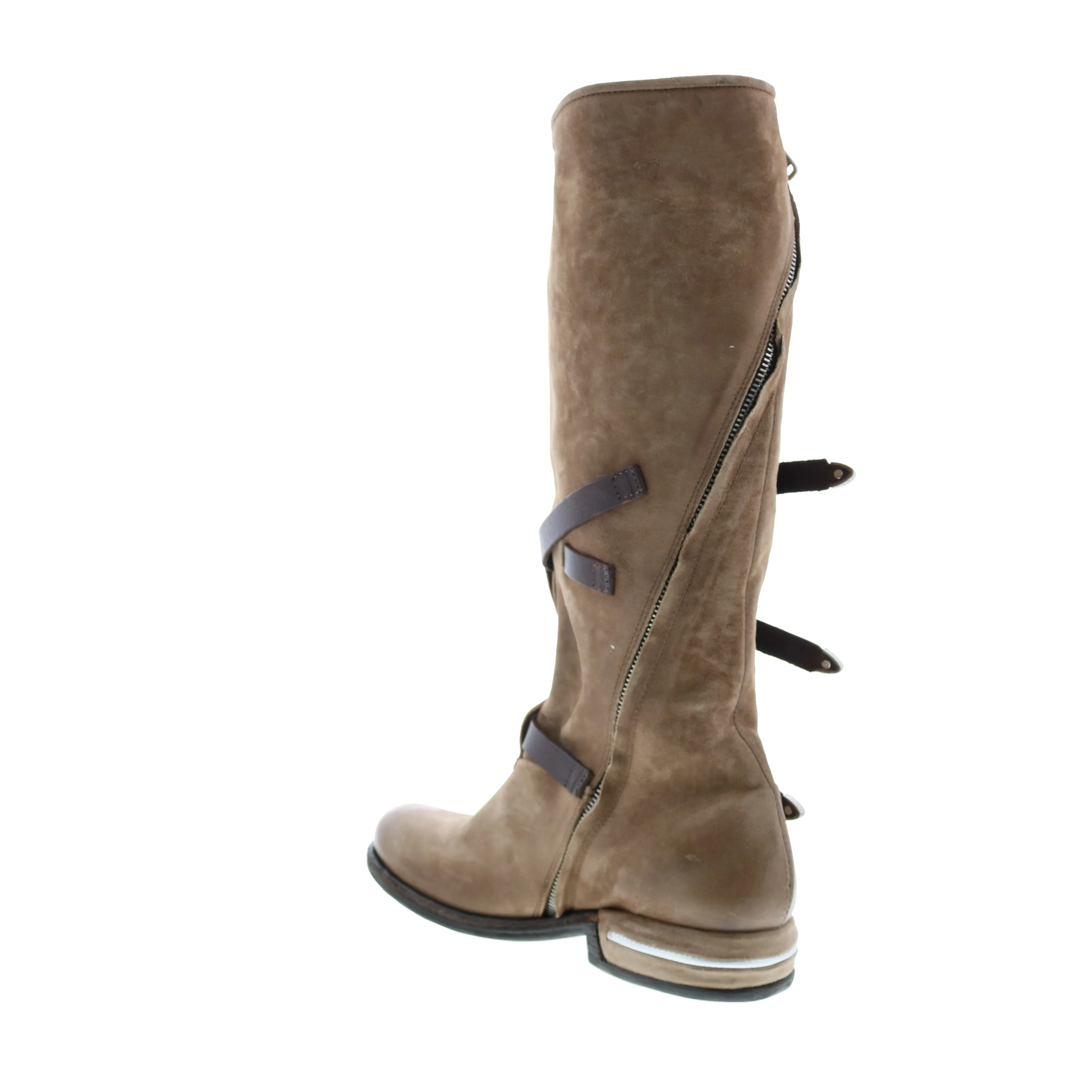 A.S. 98 Trigg 516323-201 Womens Brown Leather Hook & Loop Knee High Boots