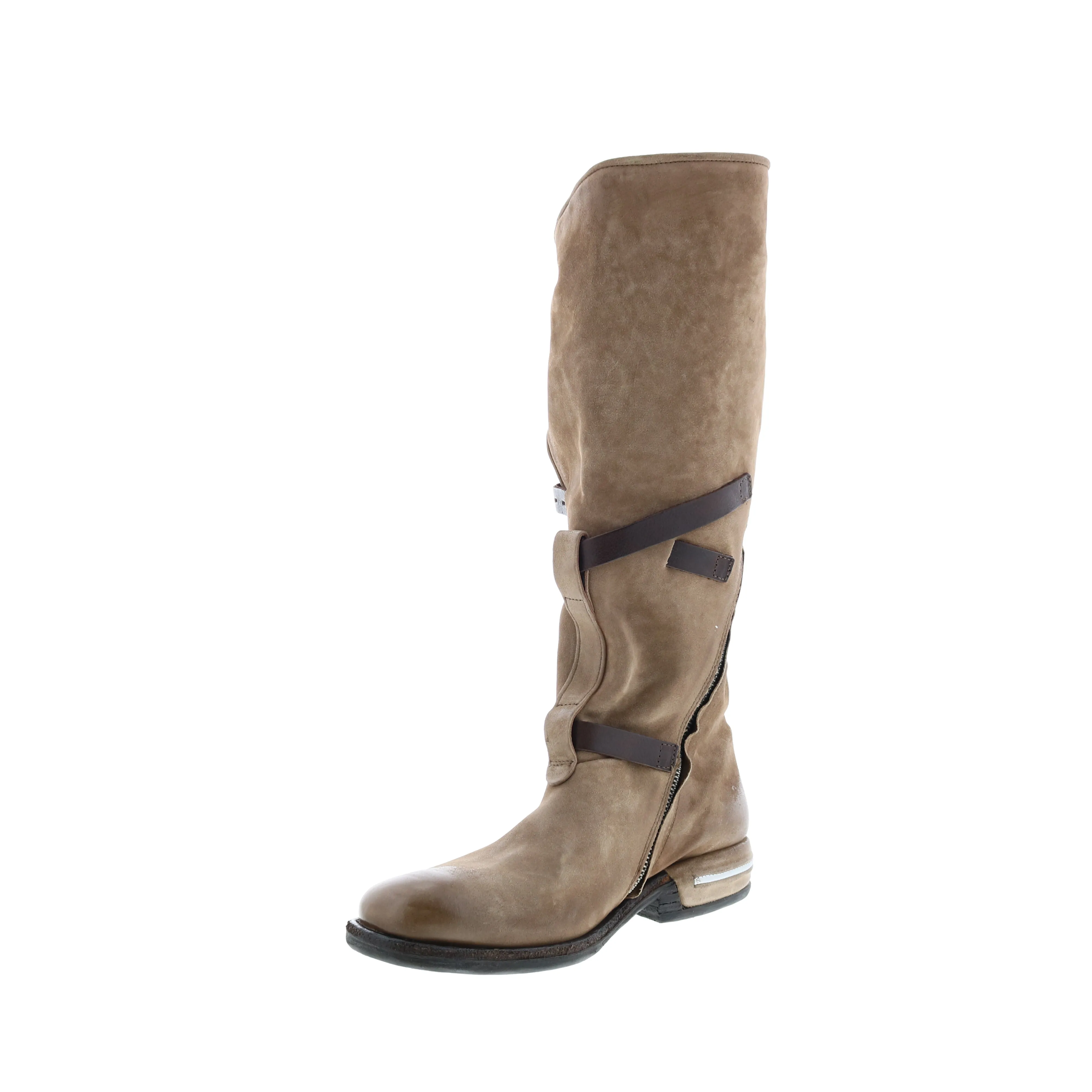 A.S. 98 Trigg 516323-201 Womens Brown Leather Hook & Loop Knee High Boots