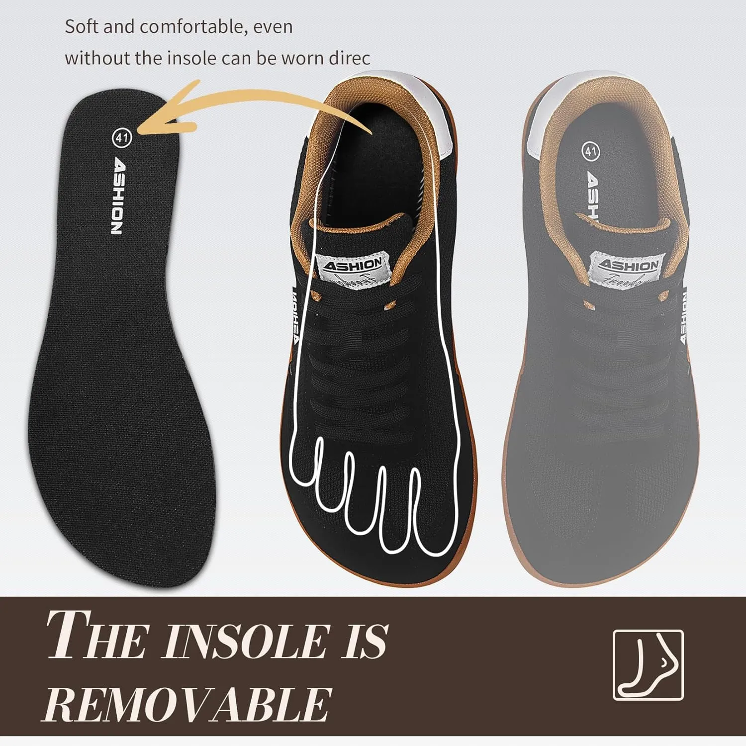 ASHION Men's Walking Shoes Wide Toe Box Classic Retro Gum Sole Fashion Sneakers Casual Tennis Footwear Anti Slip Trainers