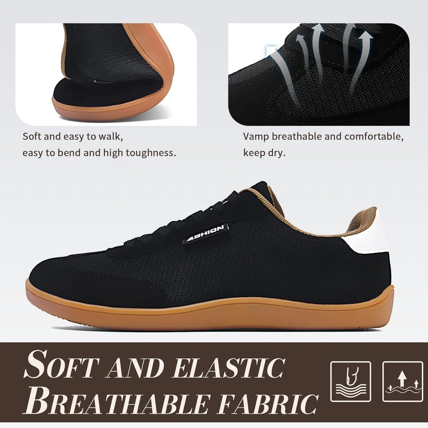 ASHION Men's Walking Shoes Wide Toe Box Classic Retro Gum Sole Fashion Sneakers Casual Tennis Footwear Anti Slip Trainers