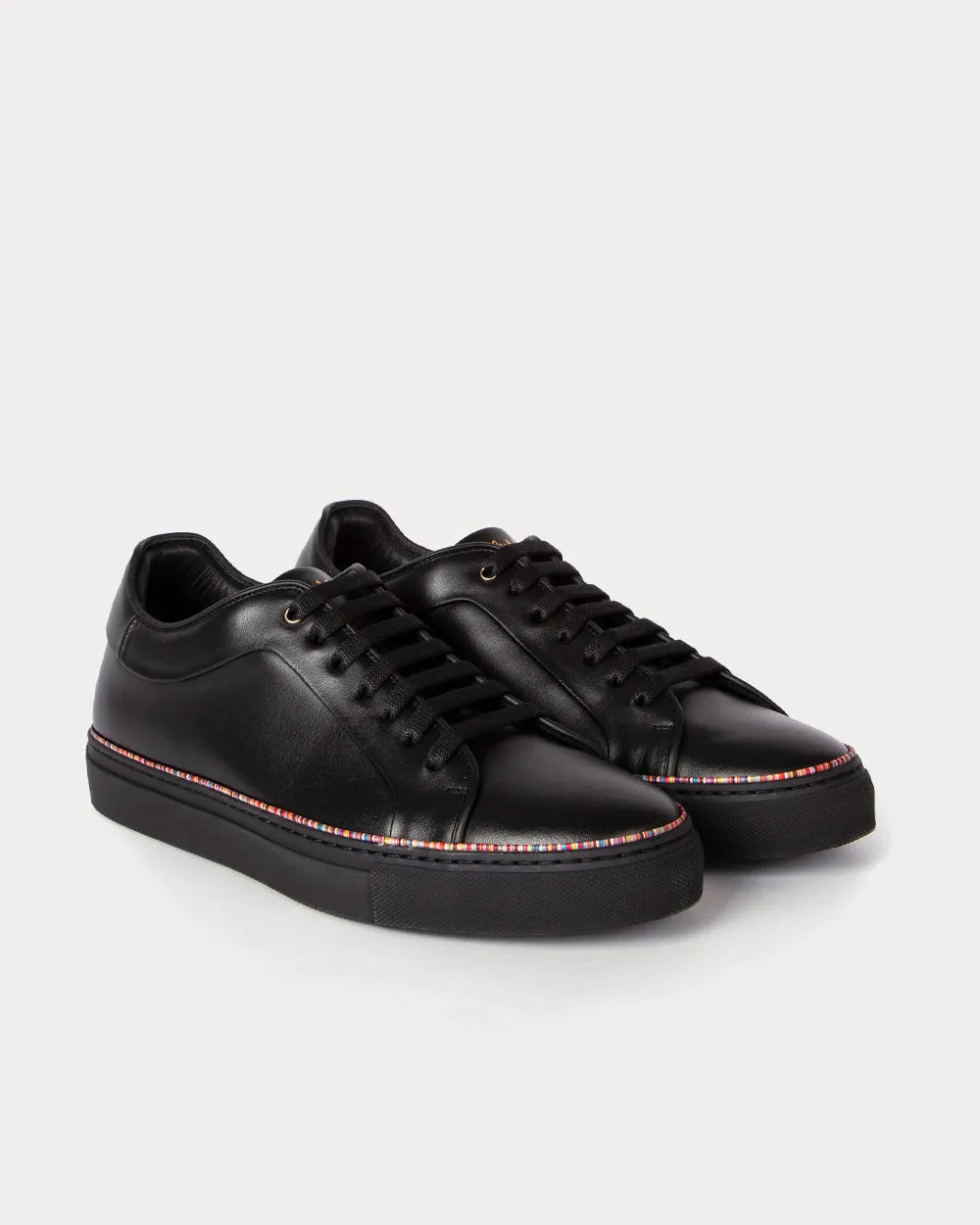 Basso Signature Stripe Piping Black Low Top Sneakers