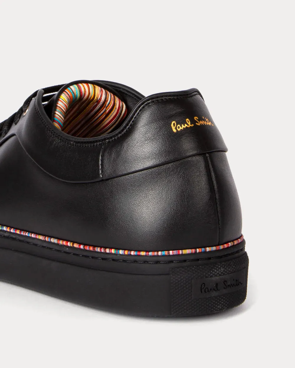 Basso Signature Stripe Piping Black Low Top Sneakers