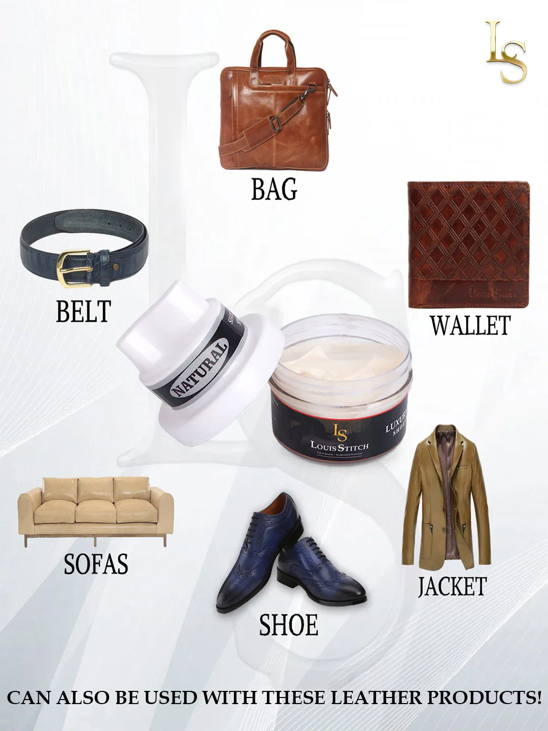 Black and Neutral Leather Shoe Cream with Applicator For Leather items