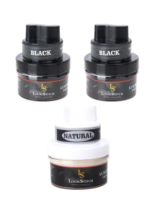 Black and Neutral Leather Shoe Cream with Applicator For Leather items