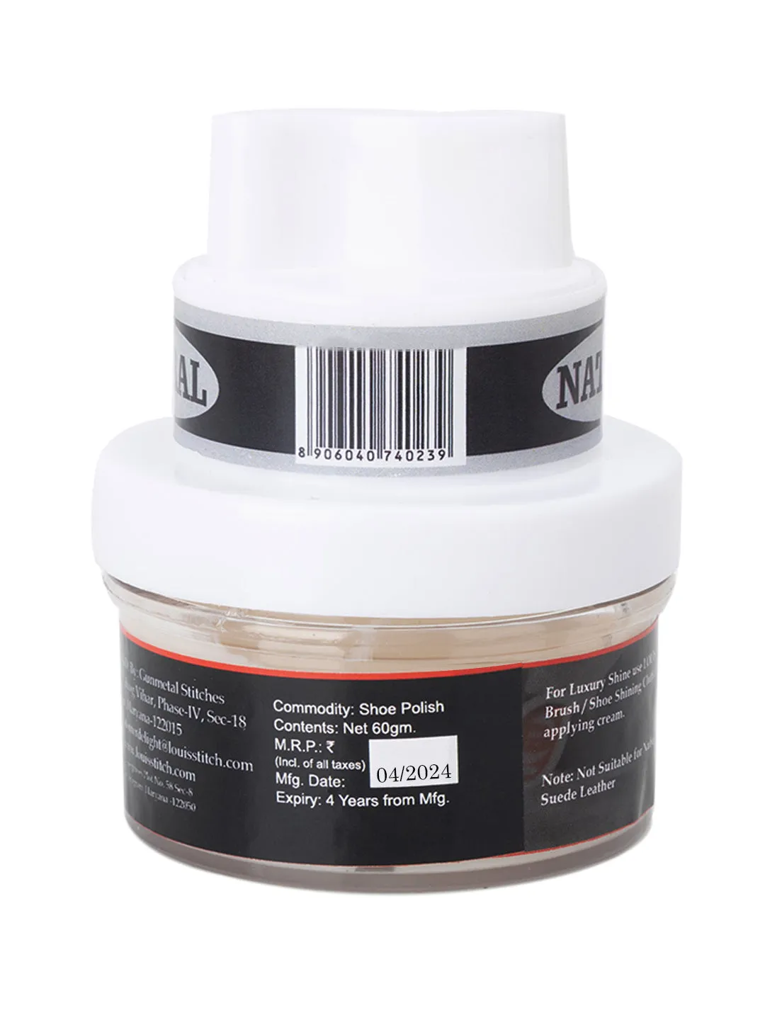 Black and Neutral Leather Shoe Cream with Applicator For Leather items