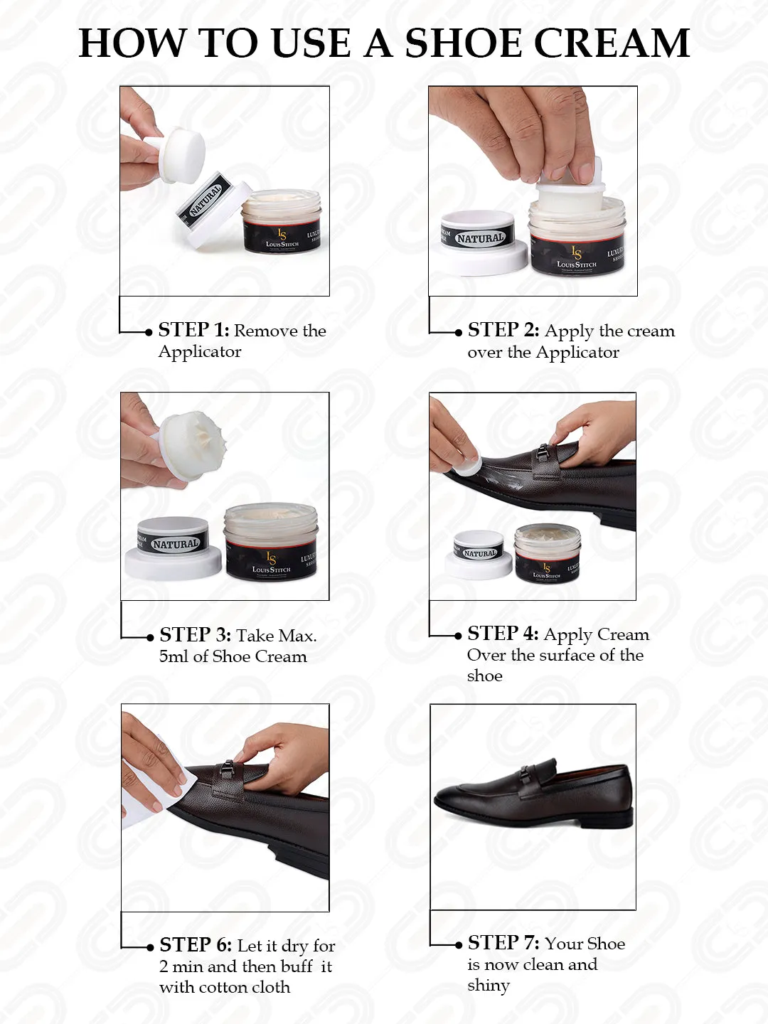 Black and Neutral Leather Shoe Cream with Applicator For Leather items