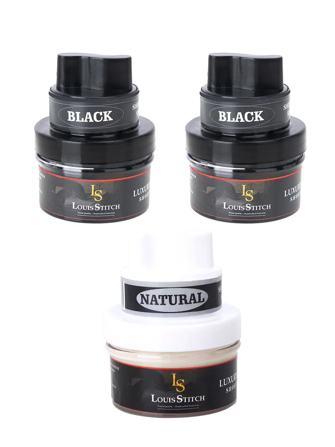 Black and Neutral Leather Shoe Cream with Applicator For Leather items