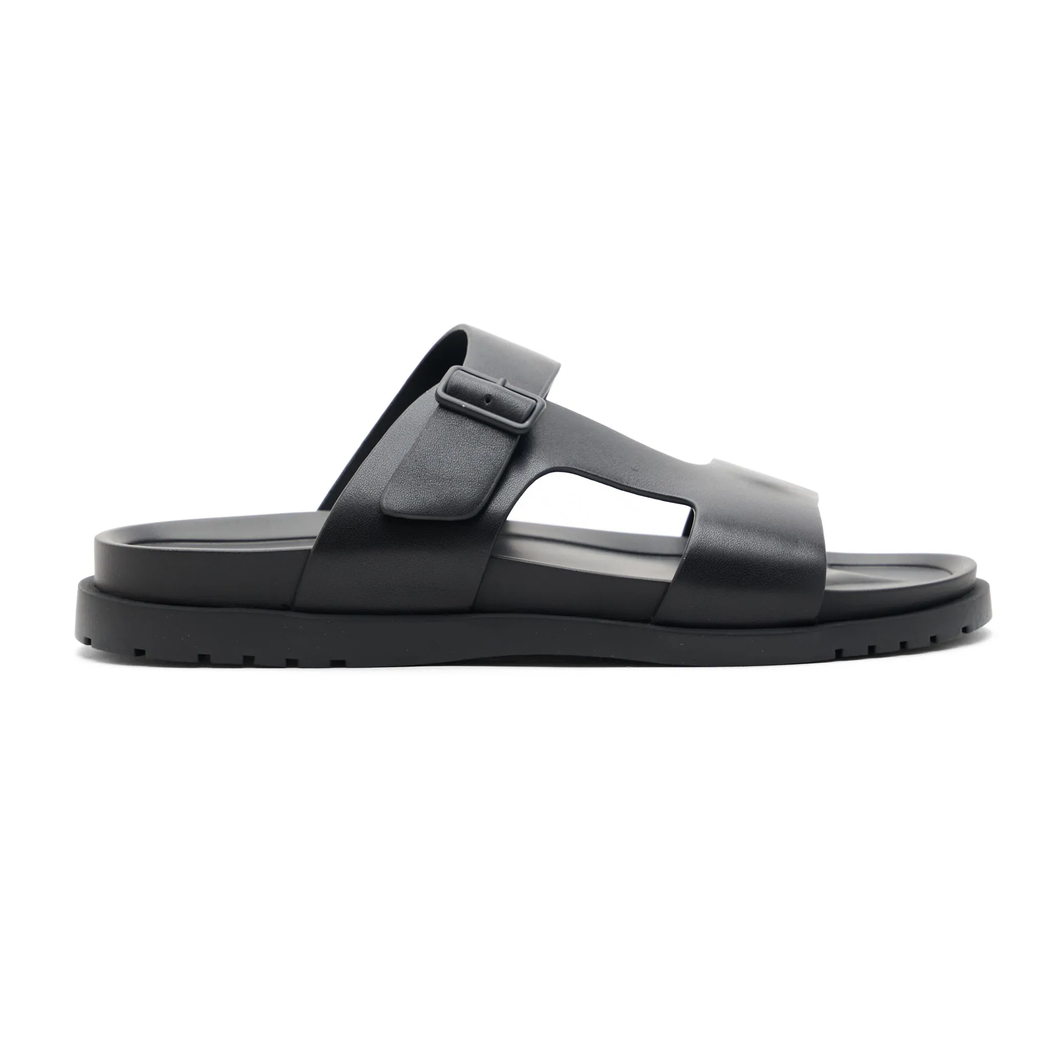 Black Mens Comfortable Genuine Leather Arabic Sandals