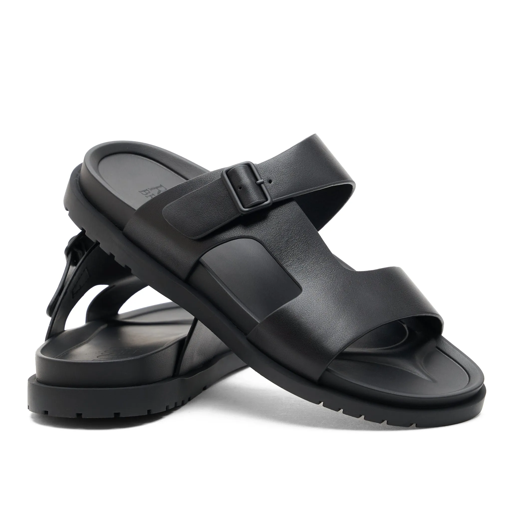 Black Mens Comfortable Genuine Leather Arabic Sandals