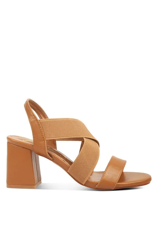 Bons Comfortable Straps Tan Block Heel Sandals