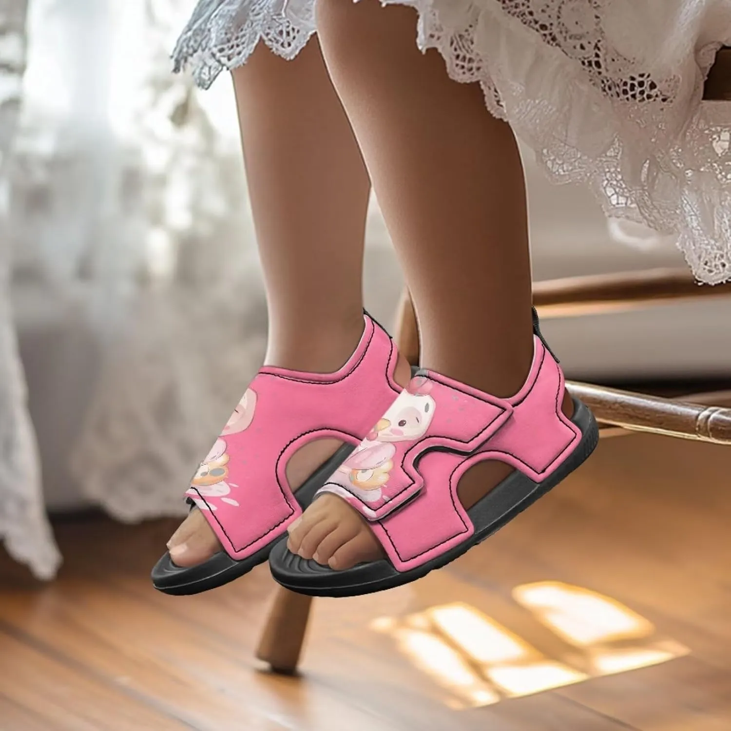 Boys Girls Kids Summer Sandals Slides Open-Toed Beach Sandals Magic Sticker Outdoor Shoes Toddler/Little Kid