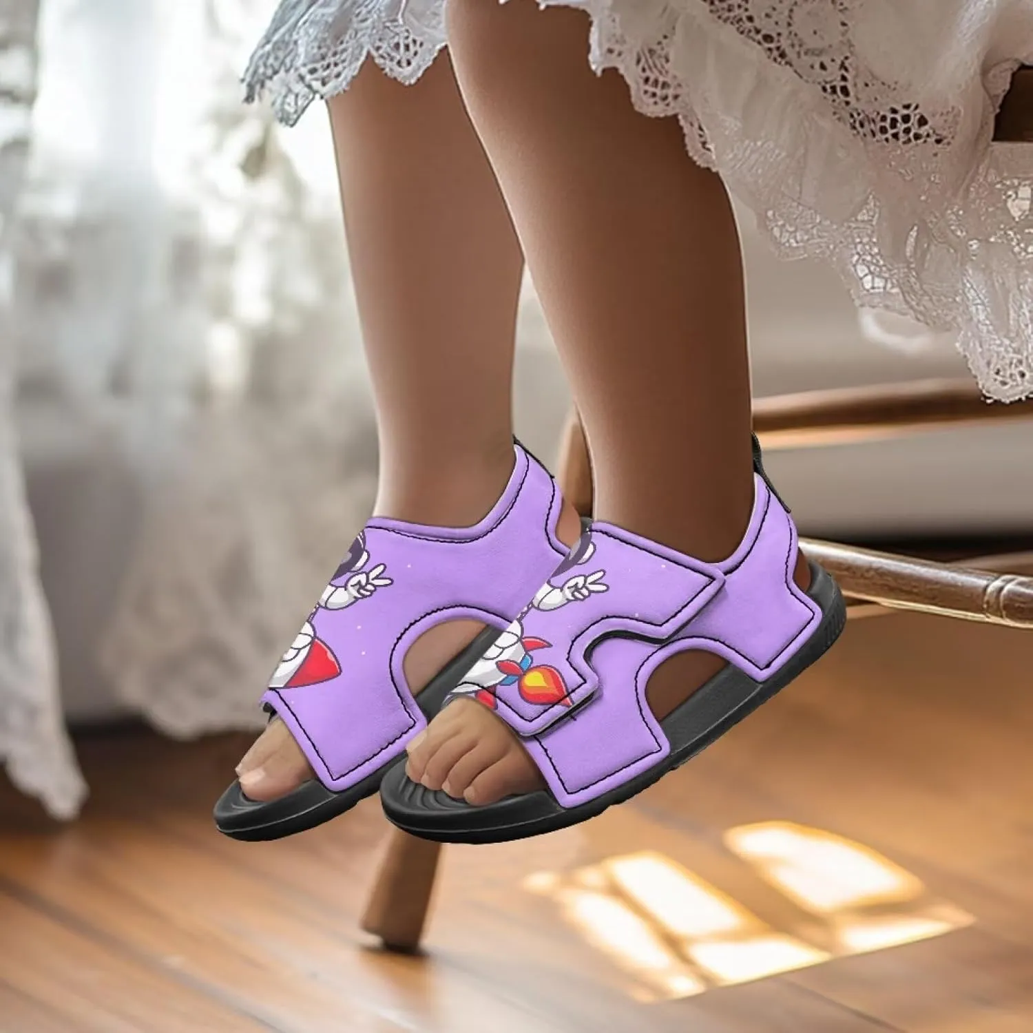 Boys Girls Kids Summer Sandals Slides Open-Toed Beach Sandals Magic Sticker Outdoor Shoes Toddler/Little Kid