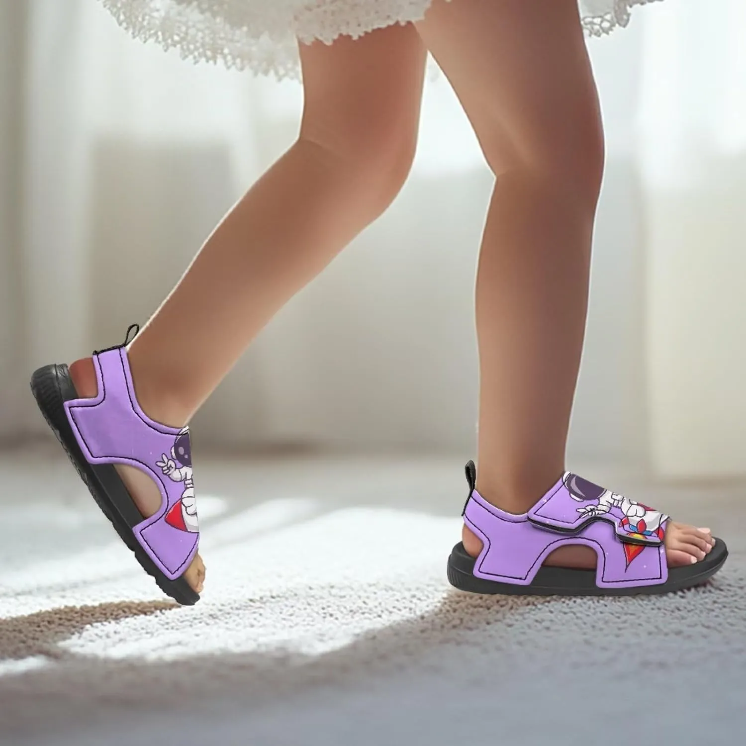 Boys Girls Kids Summer Sandals Slides Open-Toed Beach Sandals Magic Sticker Outdoor Shoes Toddler/Little Kid