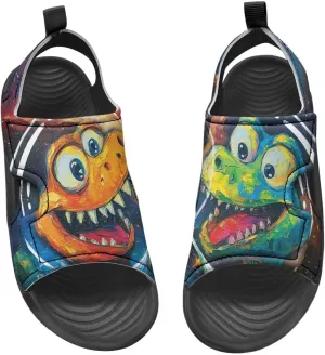 Boys Girls Kids Summer Sandals Slides Open-Toed Beach Sandals Magic Sticker Outdoor Shoes Toddler/Little Kid