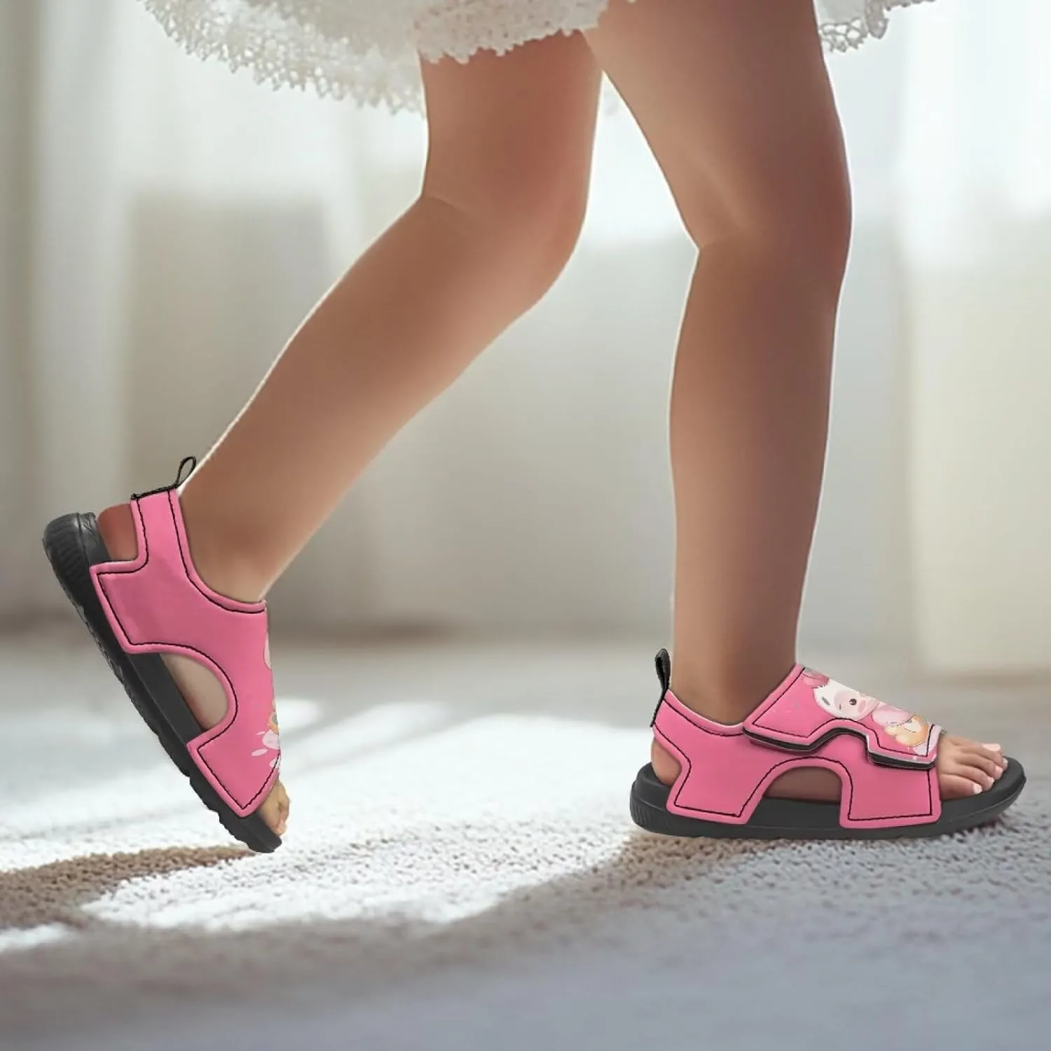 Boys Girls Kids Summer Sandals Slides Open-Toed Beach Sandals Magic Sticker Outdoor Shoes Toddler/Little Kid