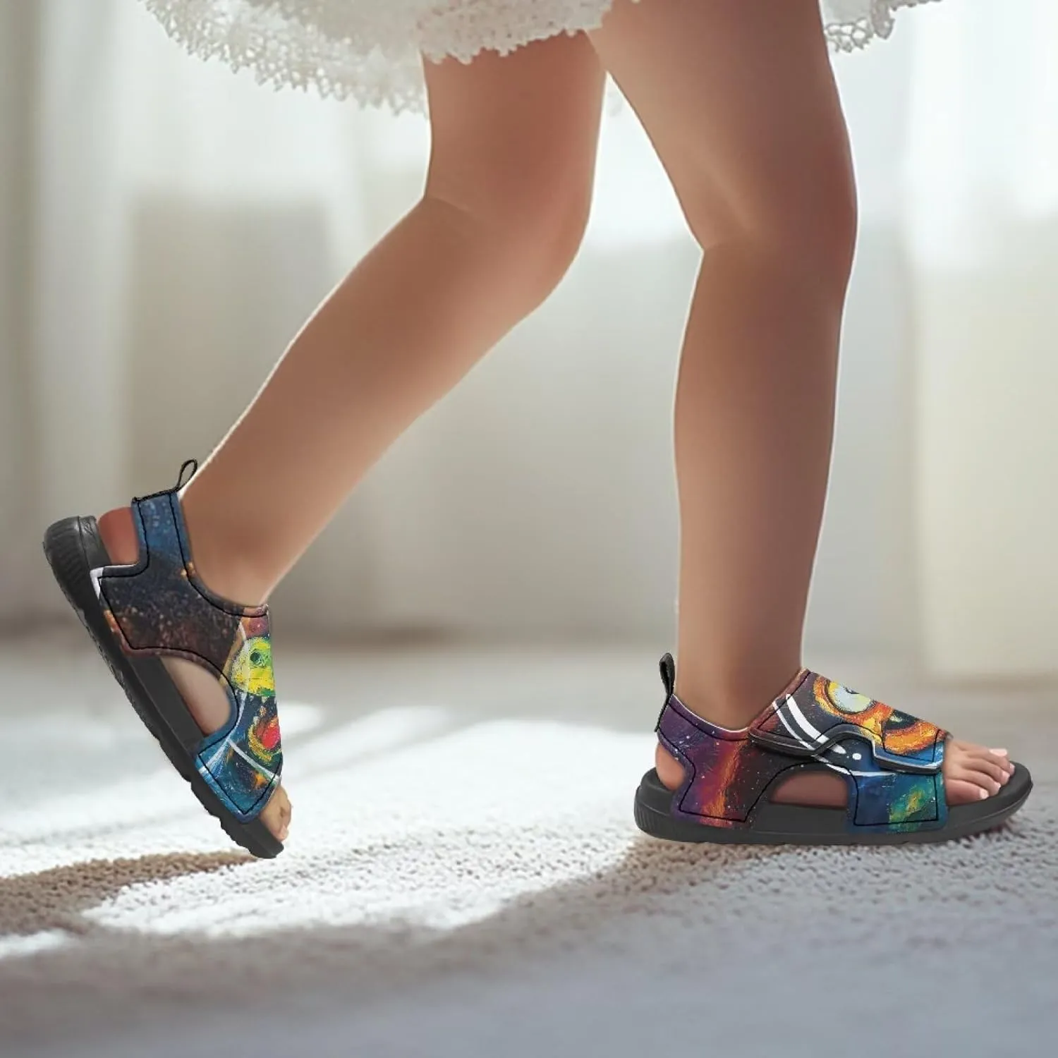 Boys Girls Kids Summer Sandals Slides Open-Toed Beach Sandals Magic Sticker Outdoor Shoes Toddler/Little Kid