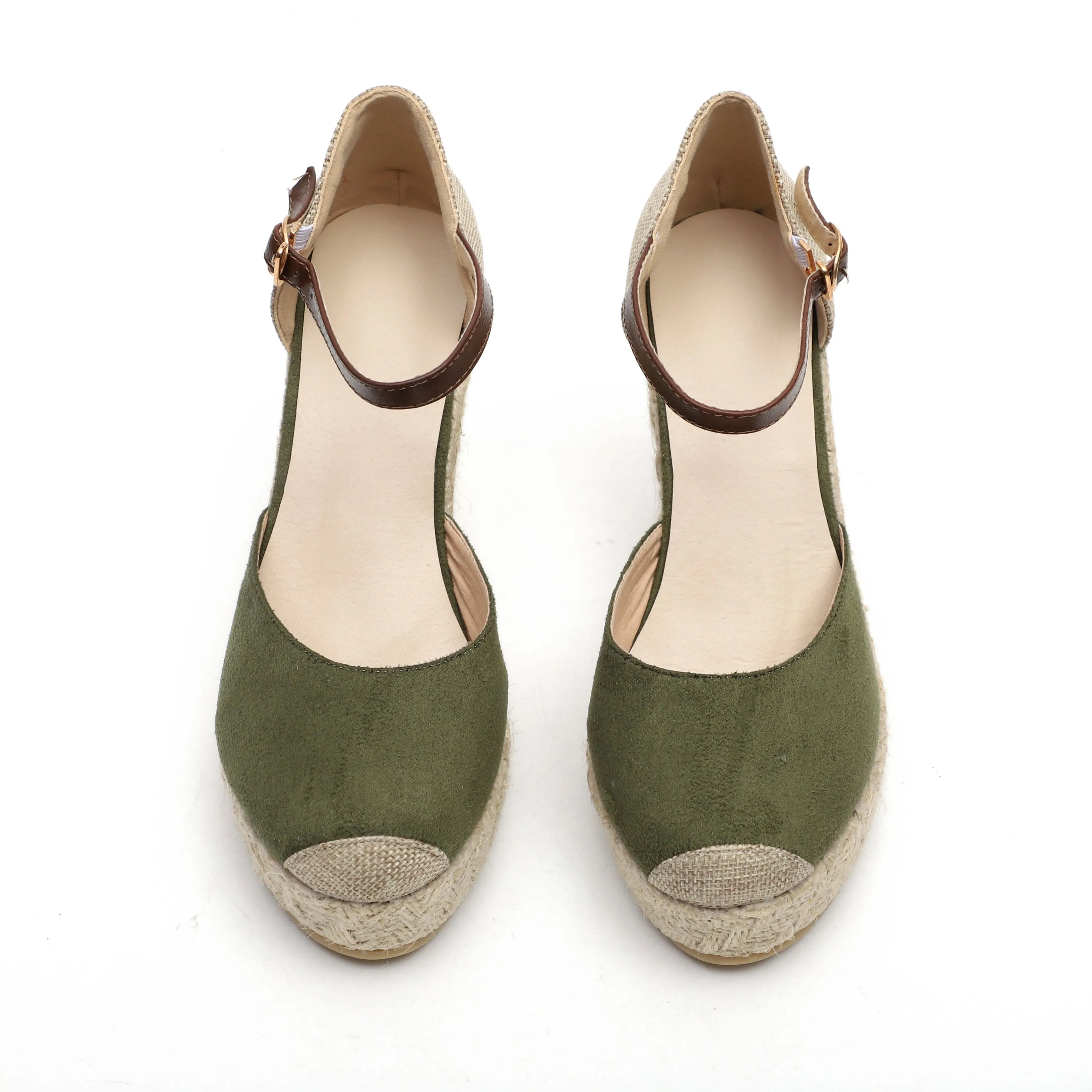 Chicvane Round Toe Platform Pumps Espadrille Shoes with Buckle Wedge Sandals