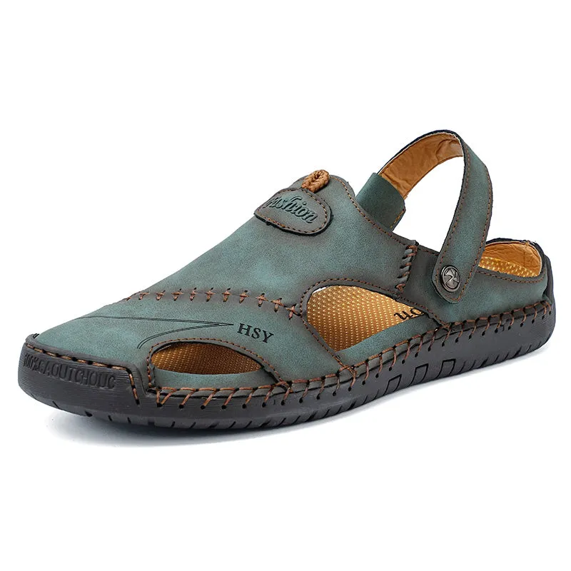 Classic Mens Sandals Summer Genuine Leather Male Beach Sandals Soft Comfortable Male Outdoor Beach S
