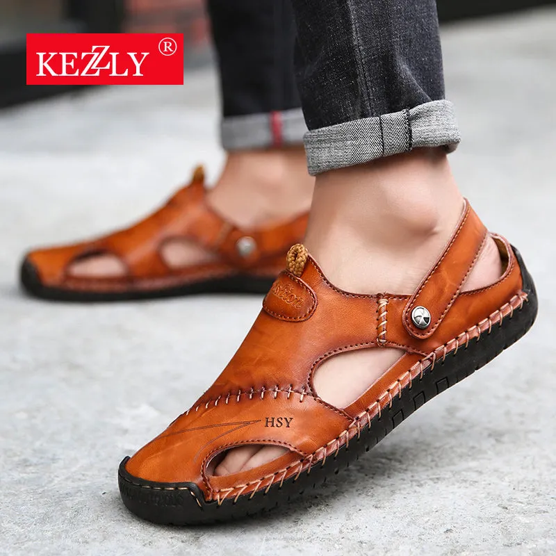 Classic Mens Sandals Summer Genuine Leather Male Beach Sandals Soft Comfortable Male Outdoor Beach S