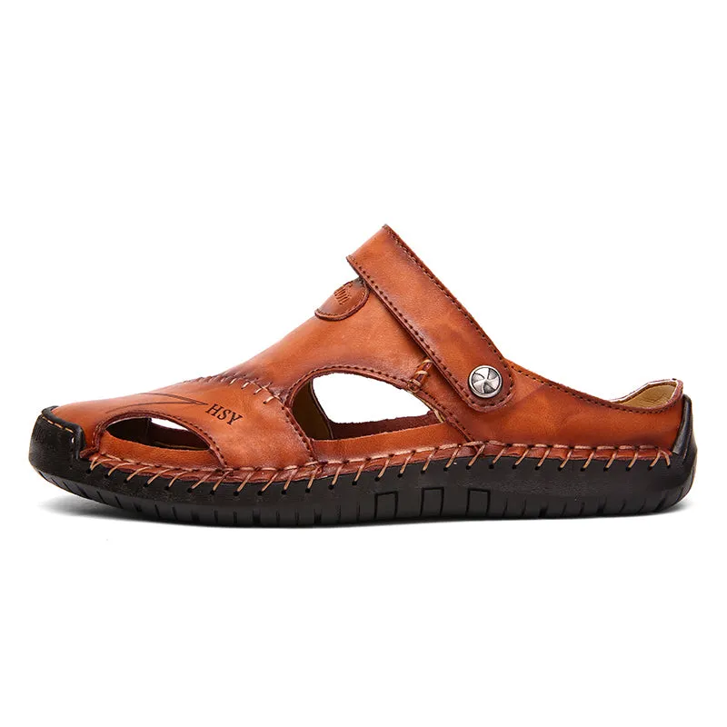 Classic Mens Sandals Summer Genuine Leather Male Beach Sandals Soft Comfortable Male Outdoor Beach S