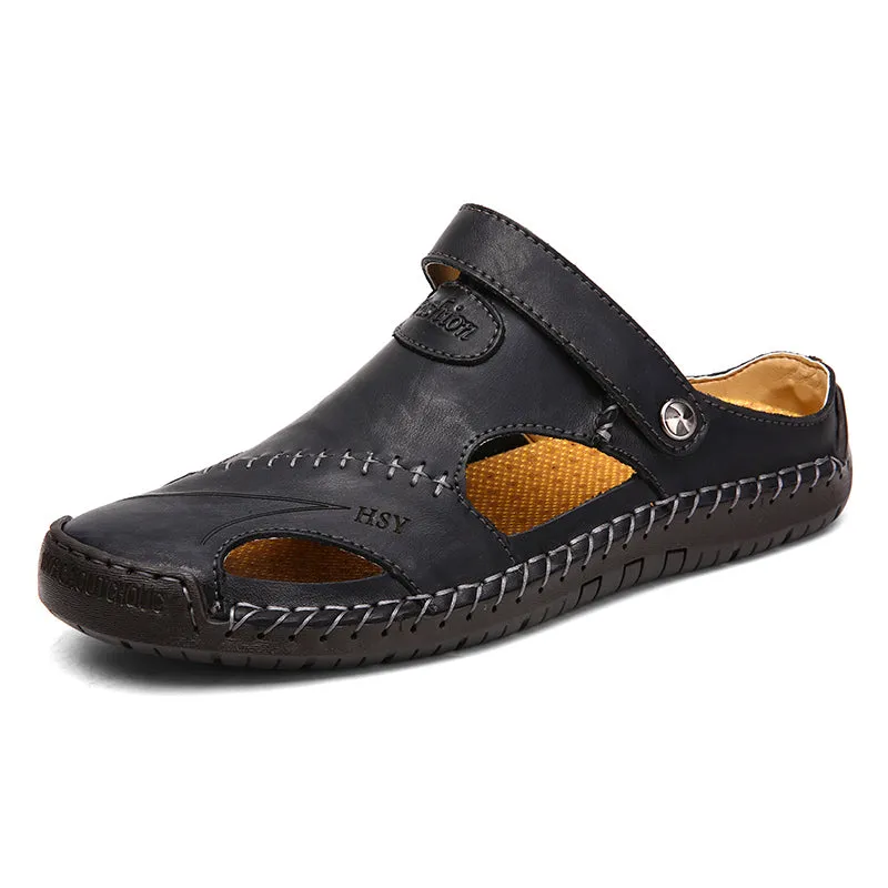 Classic Mens Sandals Summer Genuine Leather Male Beach Sandals Soft Comfortable Male Outdoor Beach S