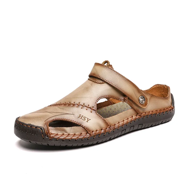 Classic Mens Sandals Summer Genuine Leather Male Beach Sandals Soft Comfortable Male Outdoor Beach S