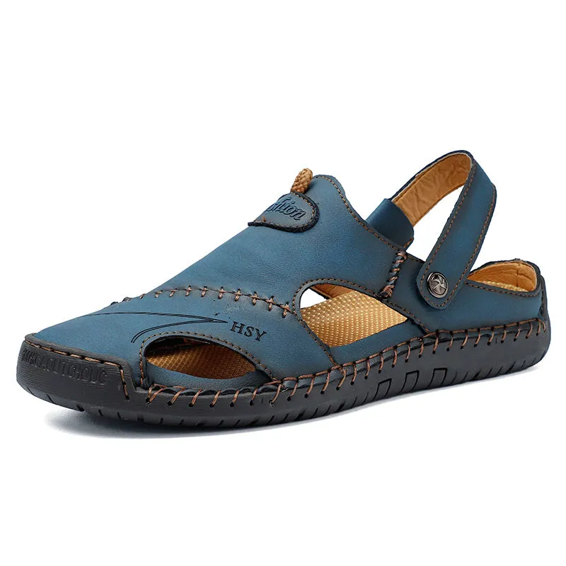 Classic Mens Sandals Summer Genuine Leather Male Beach Sandals Soft Comfortable Male Outdoor Beach S