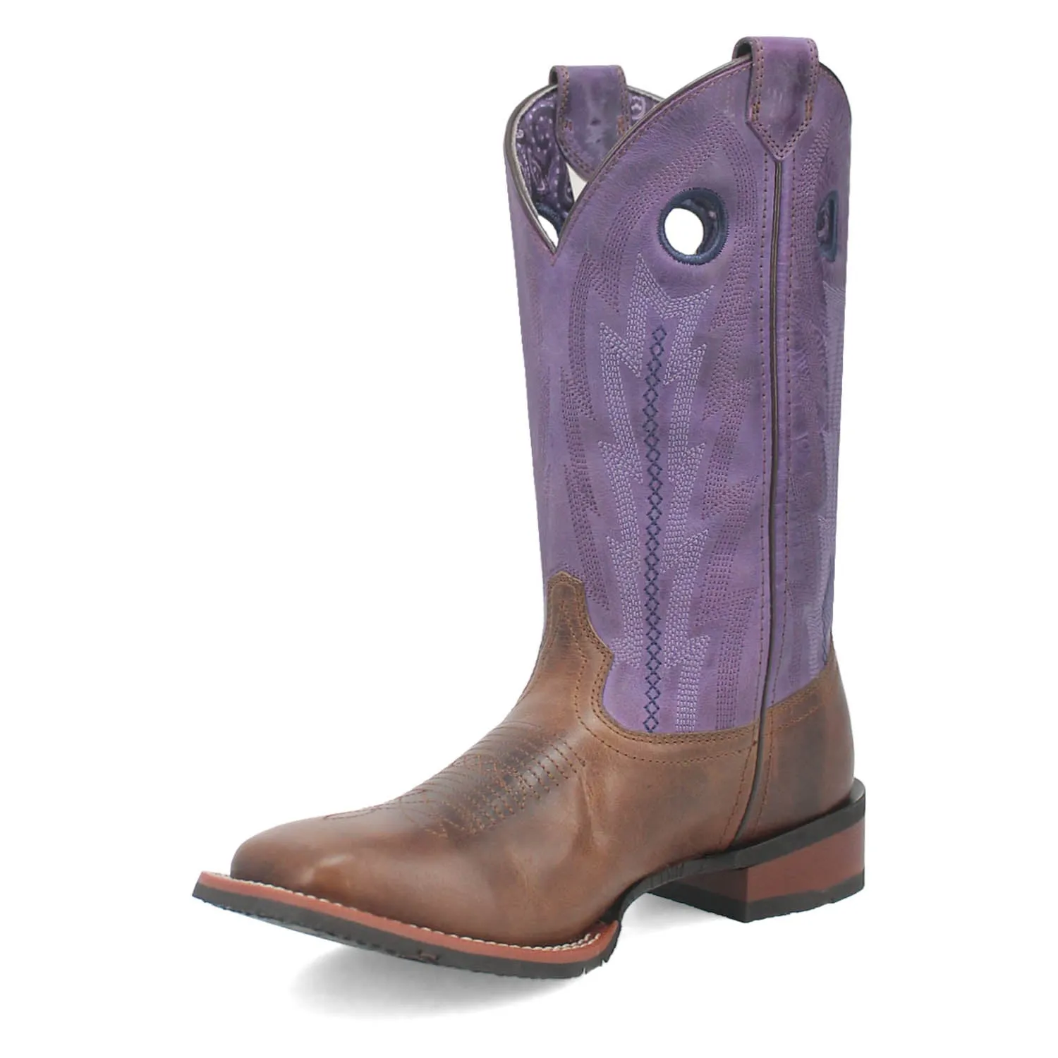 Dan Post Womens Bonnie Tobacco/Purple Leather Cowboy Boots