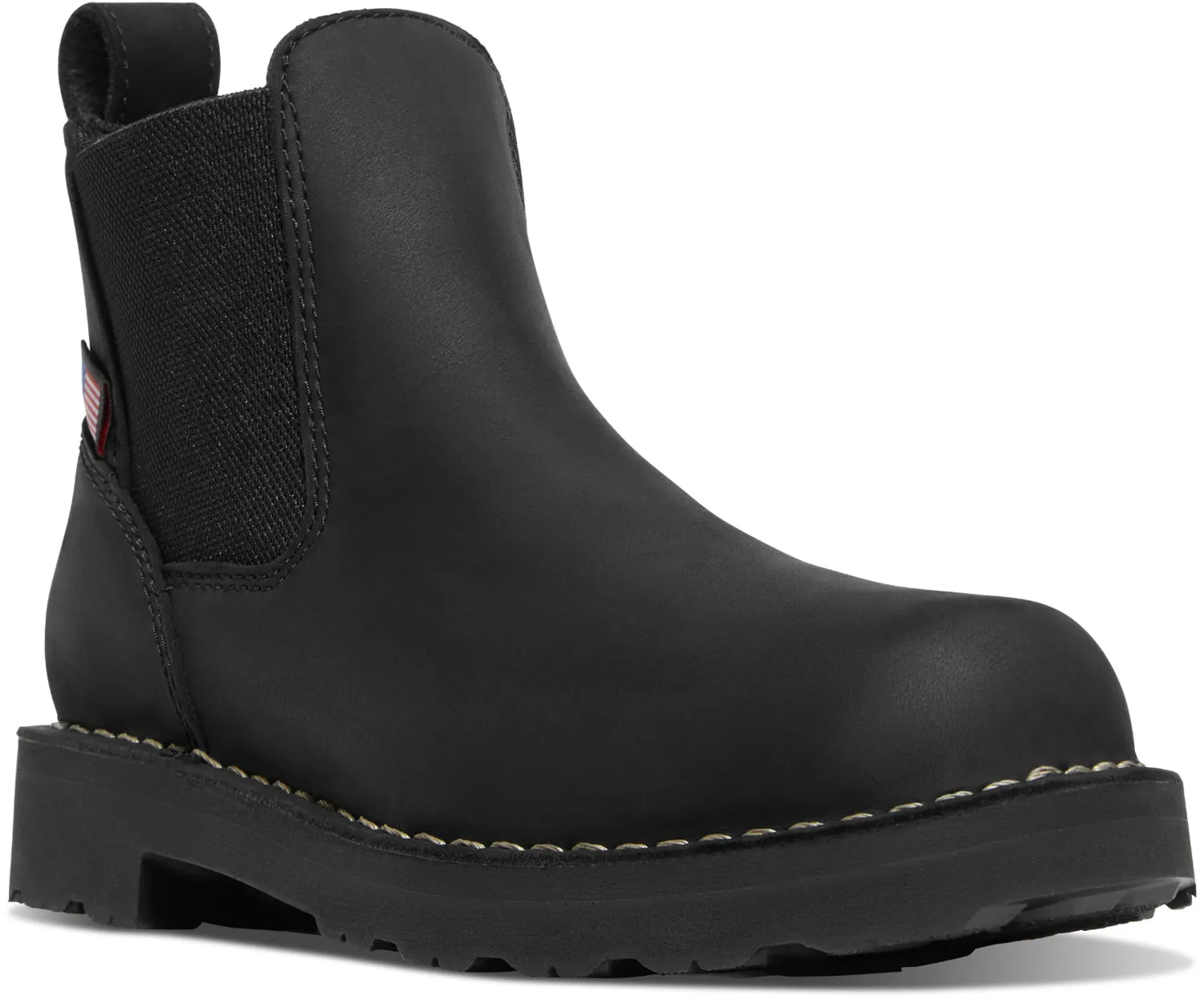 Danner Womens Bull Run Chelsea Black Leather Work Boots
