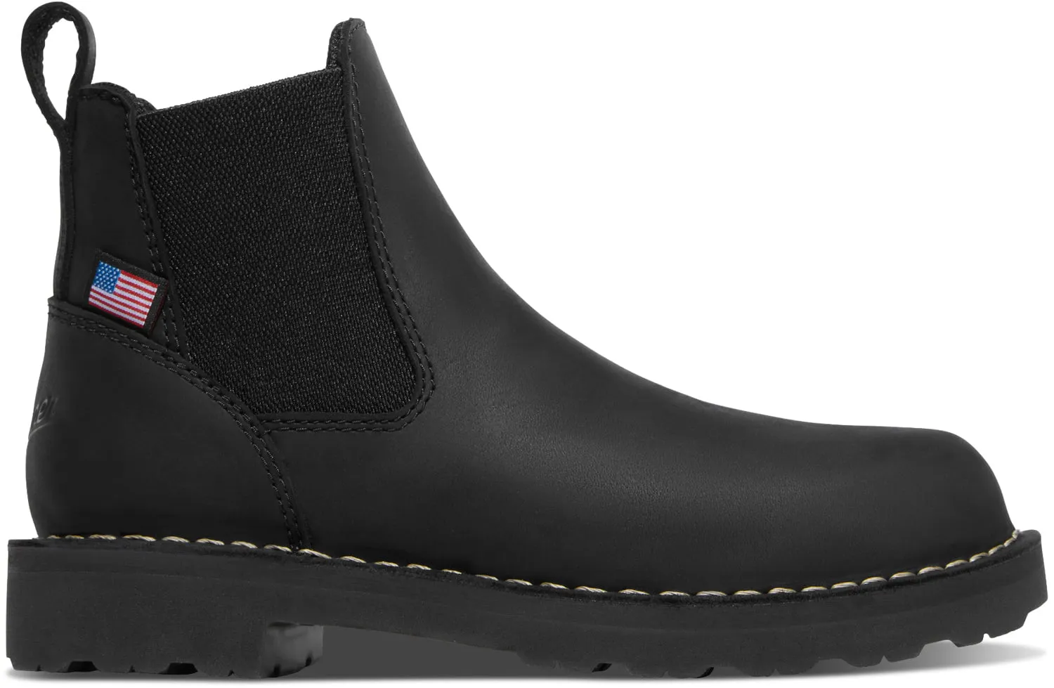 Danner Womens Bull Run Chelsea Black Leather Work Boots