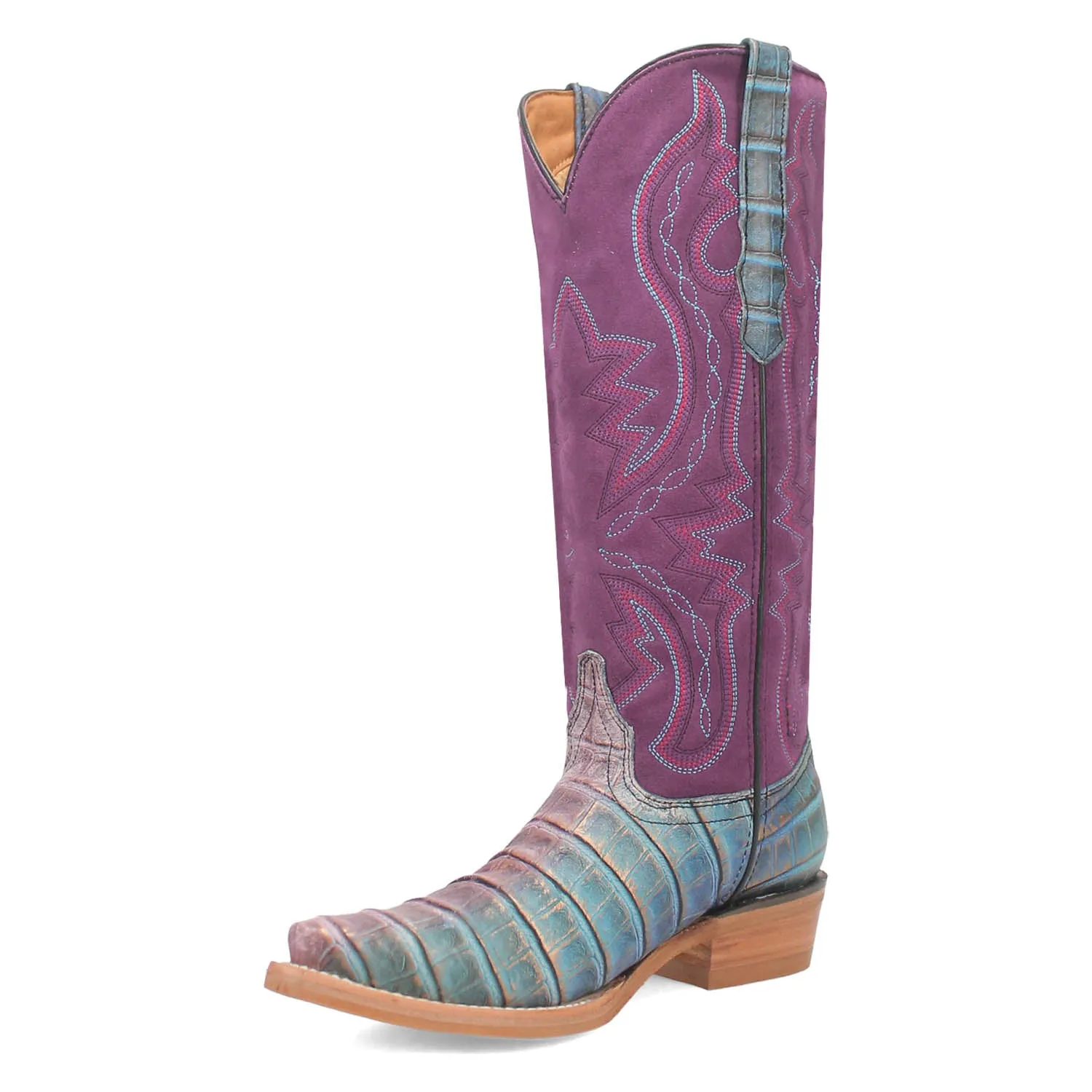 Dingo Womens Caterina Purple/Blue Leather Cowboy Boots 7 M