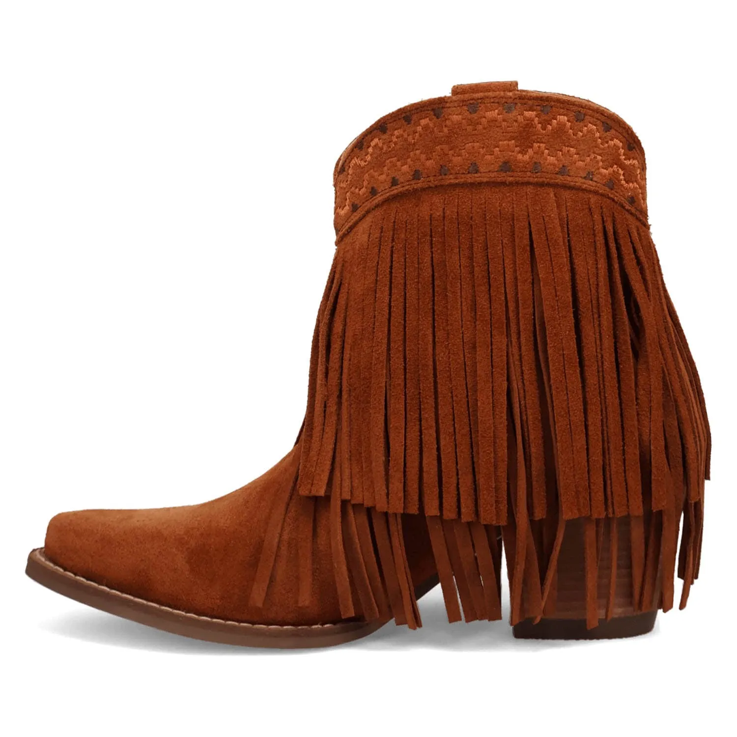 Dingo Womens Tapadero Bootie Brown Suede Cowboy Boots