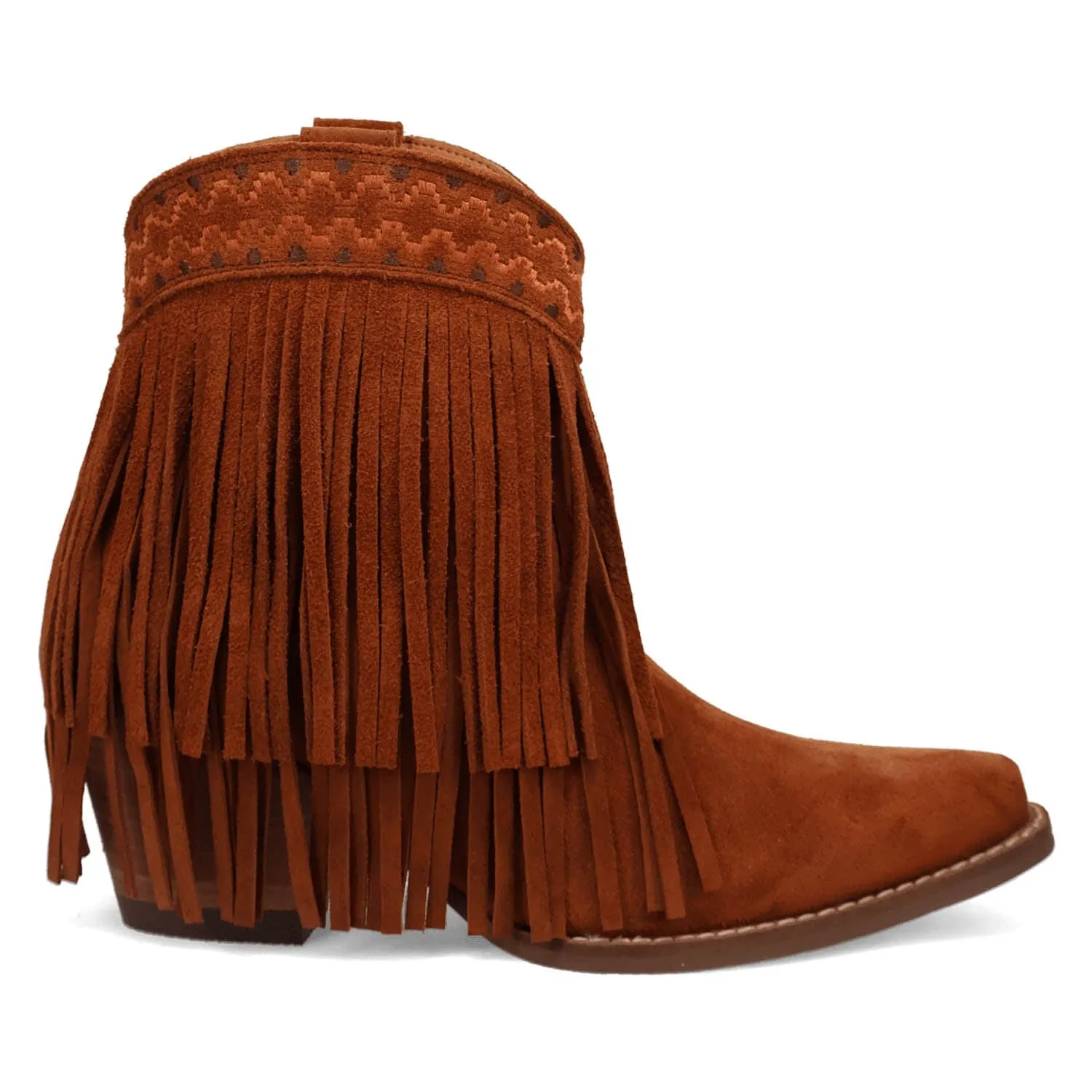 Dingo Womens Tapadero Bootie Brown Suede Cowboy Boots