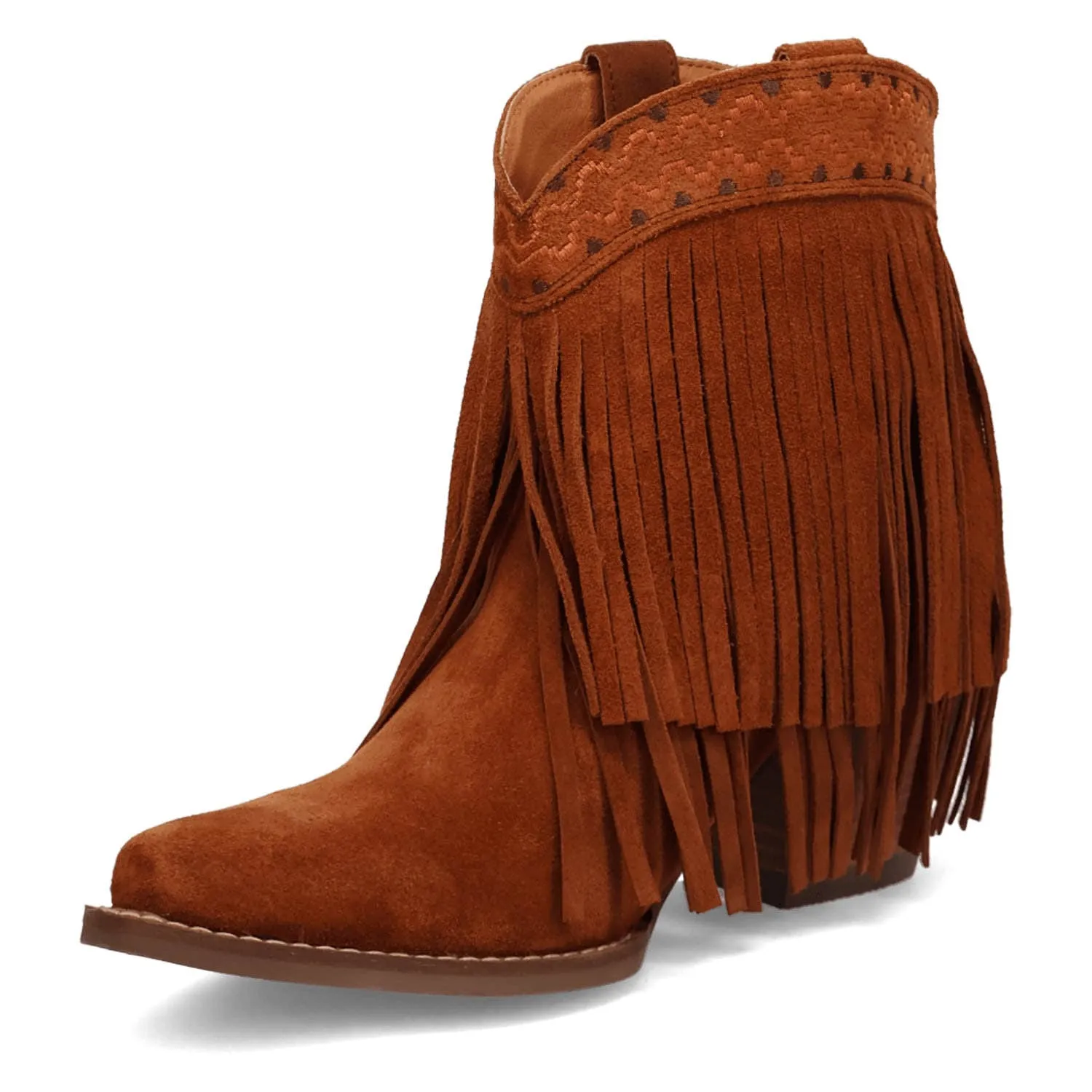 Dingo Womens Tapadero Bootie Brown Suede Cowboy Boots