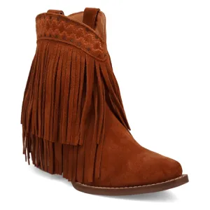 Dingo Womens Tapadero Bootie Brown Suede Cowboy Boots