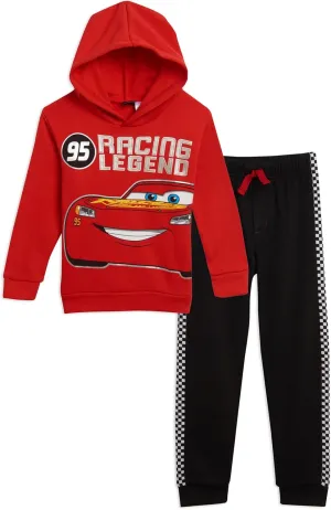 Disney Pixar Cars Lightning McQueen Fleece Pullover Hoodie and Pants Outfit Set Toddler to Big Kid