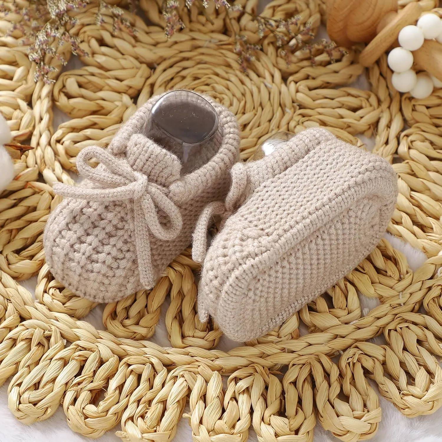 DovFanny Baby Booties Newborn Baby First Shoes Cozy Warm Knit Soft Booties for Toddler Infant Boy Girl