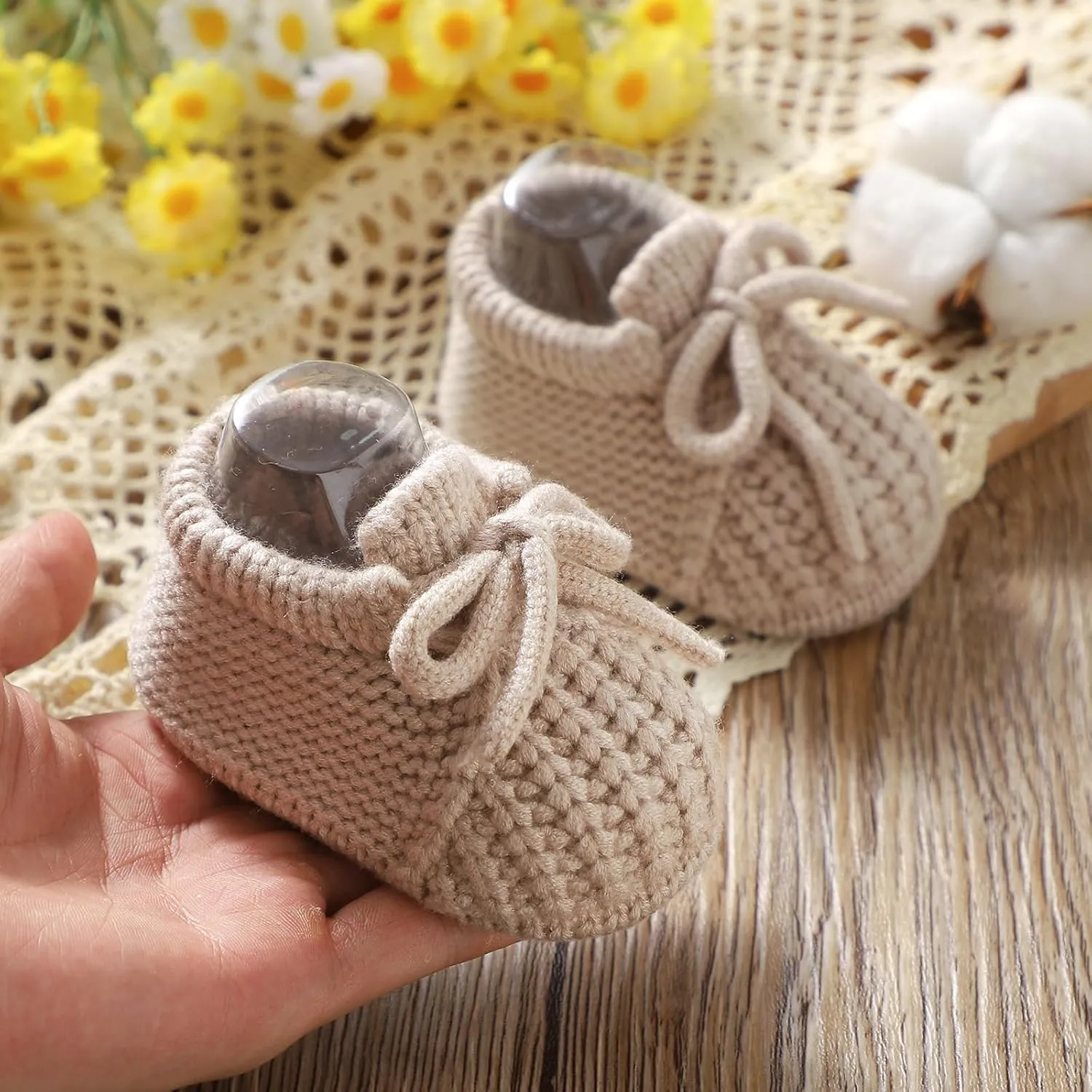 DovFanny Baby Booties Newborn Baby First Shoes Cozy Warm Knit Soft Booties for Toddler Infant Boy Girl